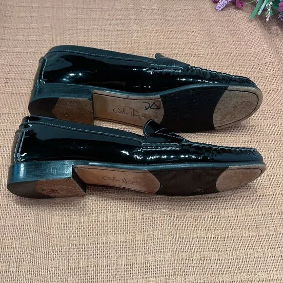Cole Haan Monochrome Black Patent Leather Penny Loafers D26124, Size: 8 1/2 B - Picture 4 of 6